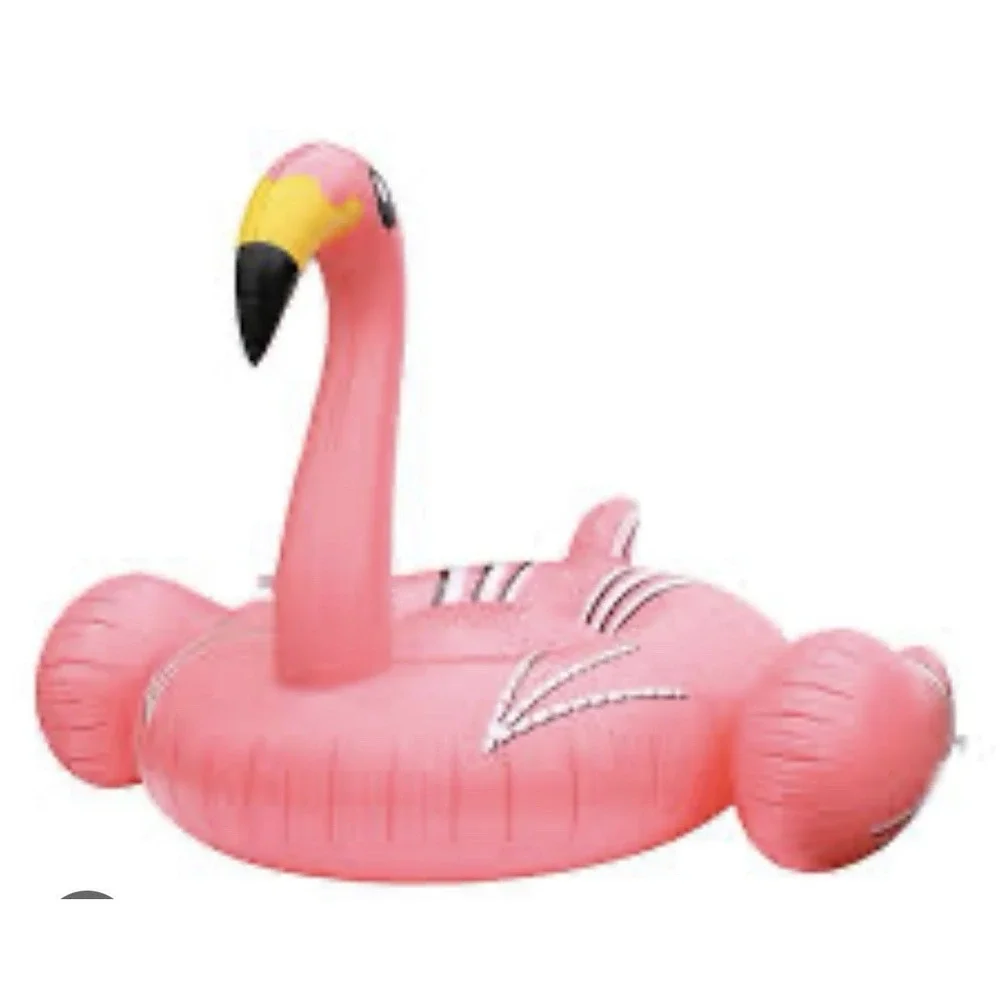 Kurala Lg Pink Flamingo Inflatable Ride-On 49x46x32 Swimming Lounger Float‎